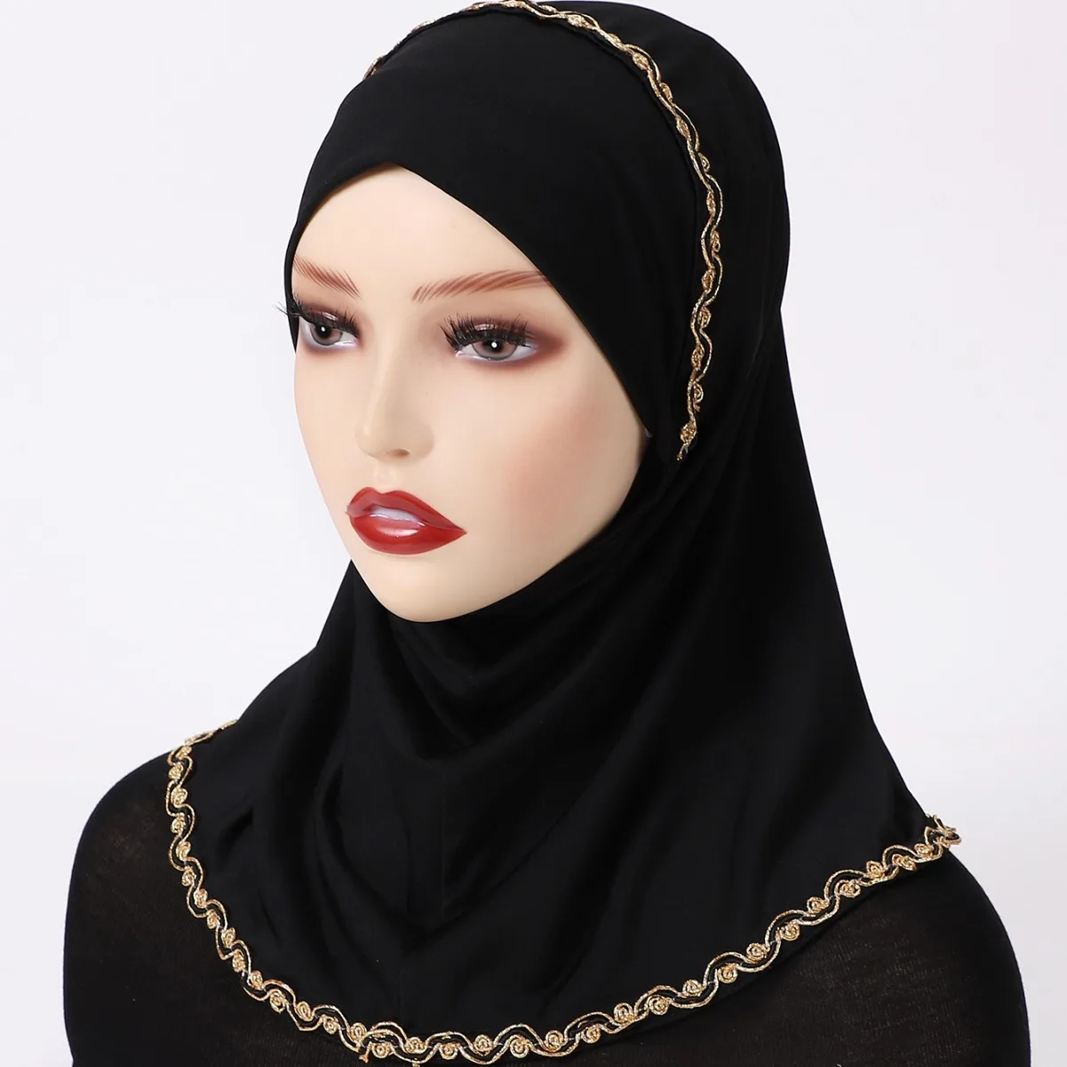 Hijab Musulman Instantané pour Femme, Châles Prêt à vitation, Turban Arabe Islamique Hijab Musulman Instantané pour Femme, Châles Prêt à vitation, Turban Arabe Islamique