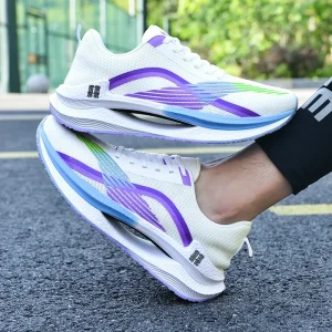 Chaussures de sport en maille respirante, chaussures de course durables absorbant les chocs pour l&rsquo;extérieur pour hommes, chaussures de sport décontractées légères et antidérapantes