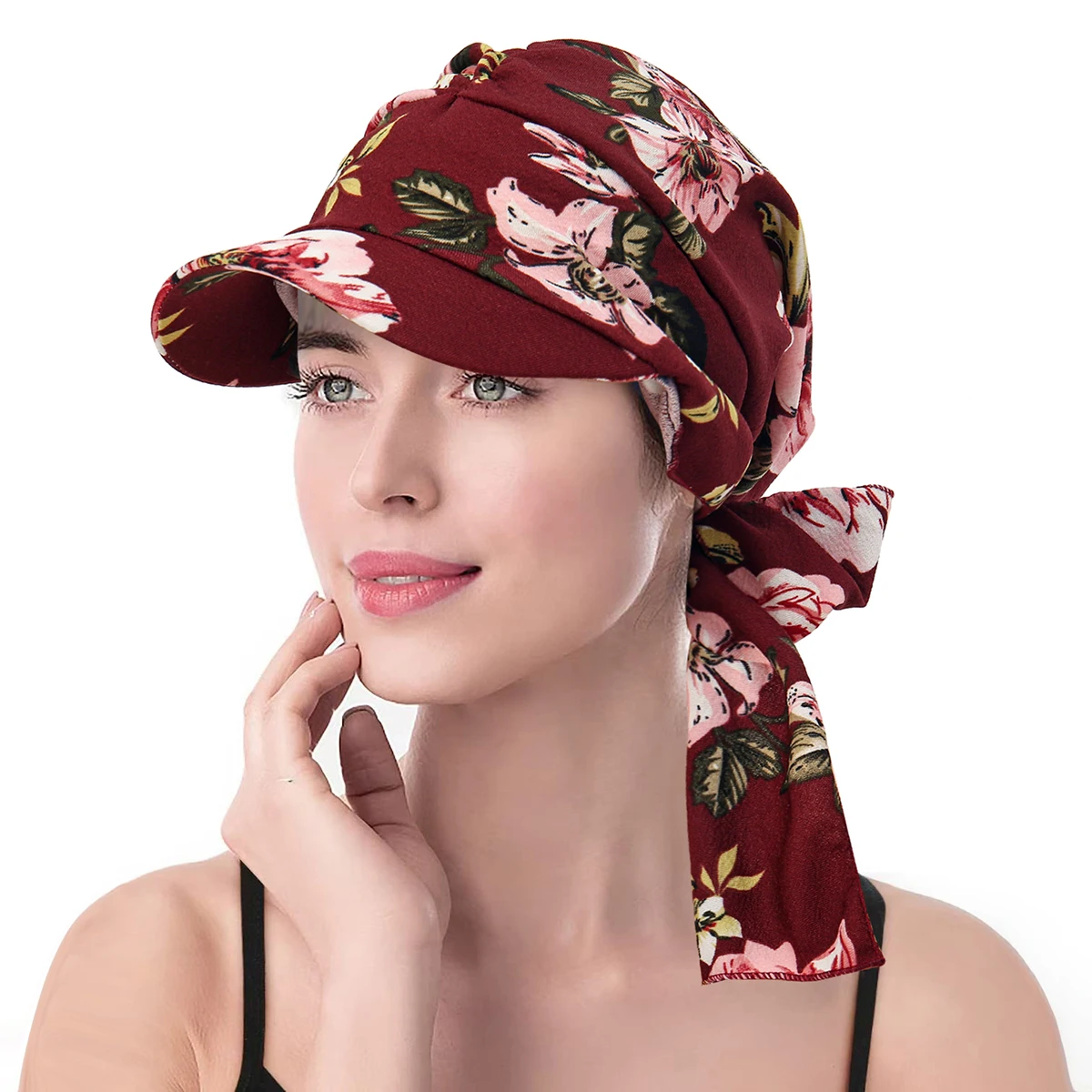 casquettes hijab musulmanes pour femmes, turban imprimé à bord, foulard pour dames, chapeau enveloppant les cheveux, peut être caché derrière le chapeau