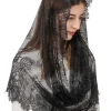 voiles en dentelle blanc/noir pour église, mantille catholique, voile couvrant la tête de masse latine pour femmes de mariée