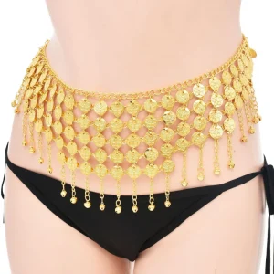 Chaîne de taille en forme de pièce d&rsquo;or et d&rsquo;argent, ceinture de beauté de danse du ventre, adaptée aux accessoires de costumes de danse, spectacle de fête, 1 pièce