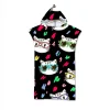 serviette poncho à capuche pour adultes et enfants, chat mignon chaton, sauna, spa, surf, natation, robe à langer de plage, vente en gros, cadeau de livraison directe