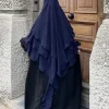 long khimar femmes musulmanes hijab prière eid 3 couches en mousseline de soie 2025 hijabs foulard châle voile longue trois couches djellaba niqab
