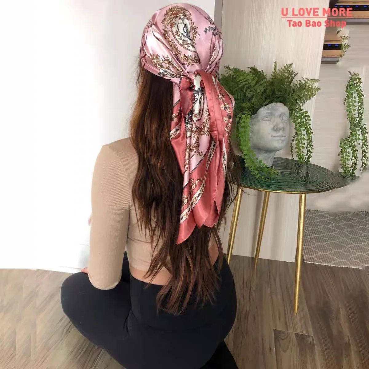 luxury2024square foulard en soie pour femmes 90*90hijab bandes de cheveux foulard femme satin châle ruban bandeau enveloppes de mode
