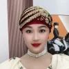 paillettes diamants broderie dentelle turban chapeaux pour femmes musulman foulard bandeau casquettes femme quotidien bonnet cheveux couverture casquette