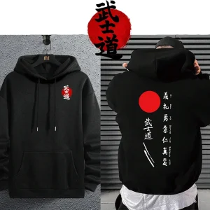 Sweat à capuche à manches longues pour homme, mode japonaise, Style Harajuku, haute qualité, pull urbain décontracté, Bushido, Streetwear