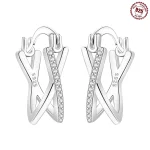 Boucles d&rsquo;oreilles simples entrelacées en argent sterling 925, boucles d&rsquo;oreilles pour femmes de haute qualité, vêtements quotidiens élégants pour femmes, luxe parfait et