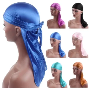 Mode pré-attaché soie Durag réglable Polyester Pirate chapeau élastique Turban Hijab hommes femmes