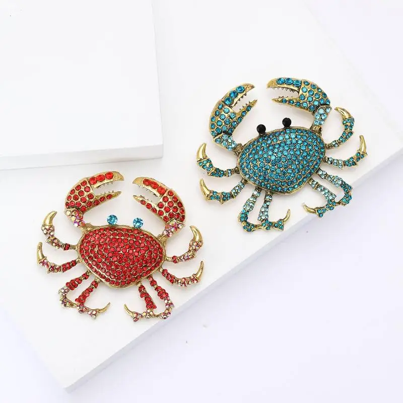 broche crabe en strass personnalisée, animal créatif, pour costume pour femme, manteau, vacances, banquet, vêtements, accessoires, cadeaux
