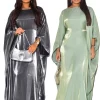 Ramadan Satin Abaya Islam musulman été manches chauve-souris Maxi Robe Kebaya Abayas pour les femmes caftan Robe Musulmane Femme robes Ramadan Satin Abaya Islam musulman été manches chauve-souris Maxi Robe Kebaya Abayas pour les femmes caftan Robe Musulmane Femme robes