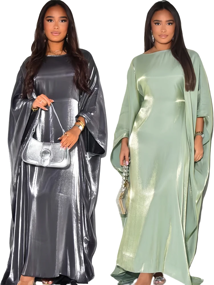 Ramadan Satin Abaya Islam musulman été manches chauve-souris Maxi Robe Kebaya Abayas pour les femmes caftan Robe Musulmane Femme robes Ramadan Satin Abaya Islam musulman été manches chauve-souris Maxi Robe Kebaya Abayas pour les femmes caftan Robe Musulmane Femme robes