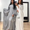 20 couleurs été papillon chauve souris satin brillant abaya dubaï luxe islam musulman maxi caftan robe kebaya abayaswomen robes