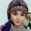 casquettes de chapeau brodées islamiques pour femmes, bandeau hijab musulman, écharpe instantanée, turban musulman, bandana splendide