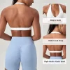 soutien gorge de sport de yoga pour femmes, col licou, design élégant au dos, soutien gorge de gymnastique sexy pour la course, le fitness
