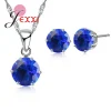ensemble de bijoux couleur argent 17 couleurs, boucles d'oreilles + collier diomand cz de fiançailles classique, cadeau pour femmes