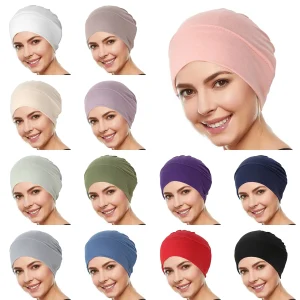 Hijab Musulman Multicolore à Tête Ronde pour Femme, Turban Doux et artificiel astique pour Ramadan, Bonnet à la Mode Hijab Musulman Multicolore à Tête Ronde pour Femme, Turban Doux et artificiel astique pour Ramadan, Bonnet à la Mode