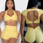 Ensemble de vêtements de Sport et de Yoga pour femmes, survêtement, vêtements de Sport, de Fitness, d&rsquo;entraînement, Push Up, soutien-gorge, Leggings