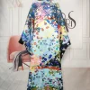 dubaï été femmes musulmanes vacances caftan en soie maxi robe surdimensionné europe imprimé plage ample abaya femme africaine doux boubou