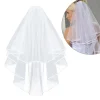 voile de mariage court simple en tulle, deux couches avec peigne, voile de mariée blanc ivoire bon marché pour accessoires de mariage