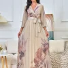 robe de soirée élégante pour femmes, col en v, ligne a, personnalisée, dubaï, kaftan, occasions spéciales, en stock, robe de bal décontractée