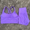 ensemble de vêtements de yoga 2 pièces, ensemble short de sport pour femmes, soutien gorge croisé dans le dos, haut, short taille haute, costume de fitness, survêtement d'entraînement de course