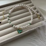 Tendance élégante plage bijoux mariage grande Imitation perle collier ras du cou pour les femmes mode cristal coeur pendentif collier