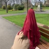 hijab en mousseline de soie à trois couches, prière khimar, couleur unie, châle arabe türkiye, foulard 136x120cm