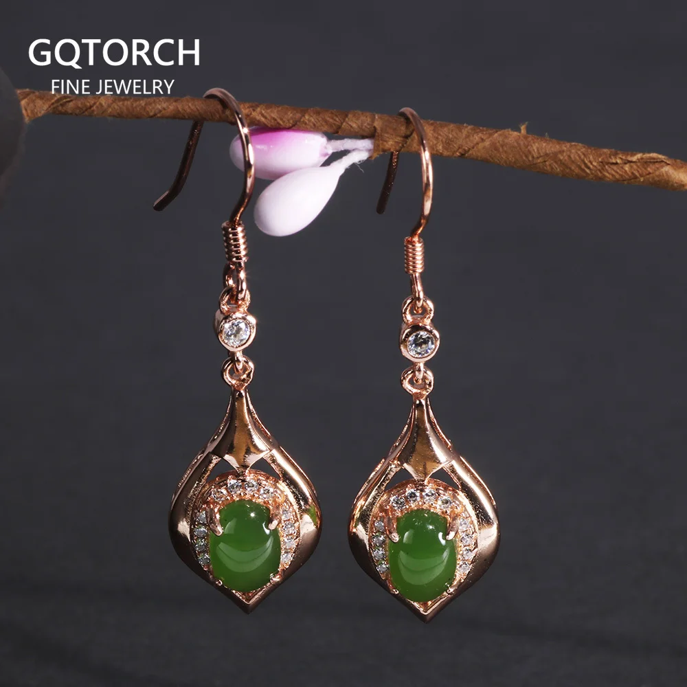 Boucles d'oreilles en argent 925, bijoux en pierre naturelle, Jade, minimaliste, élégance géométrique, pour femmes, bijoux de noël