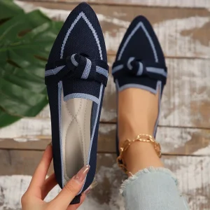 Femmes appartements 2025 nouveau tricoté Slip respirant confortable couleur unie chaussures décontracté bout pointu marche mocassins baskets femmes Femmes appartements 2025 nouveau tricoté Slip respirant confortable couleur unie chaussures décontracté bout pointu marche mocassins baskets femmes