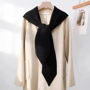 Châle à capuche tricoté Cape châle à capuche Style femmes vêtements d&rsquo;extérieur couleur unie écharpe polyvalente épaule à la mode avec coupe-vent