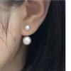 boucles d'oreilles simples et élégantes en perles d'eau douce pour femme, argent 925, bijoux de mariage, grande promotion, taille 8mm, 10mm, 12mm, azole