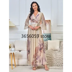Robe de soirée élégante pour femmes, col en V, ligne A, personnalisée, dubaï, Kaftan, Occasions spéciales, en Stock, Robe de bal décontractée