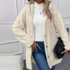 veste en peluche à capuche pour femme, cardigan élégant à capuche pour l'automne et le printemps, vêtements d'extérieur décontractés et sportifs à manches longues