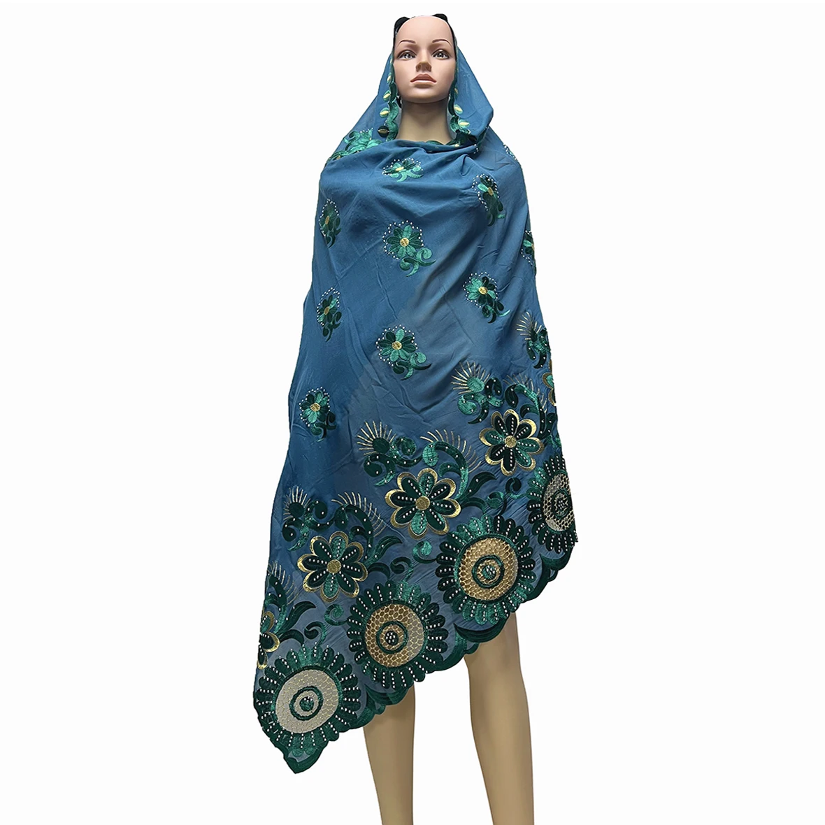 dernière femmes africaines écharpe douce 100% coton avec puce dold écharpe dubaï isalmique écharpe broderie musulman hijab pour châles enveloppes