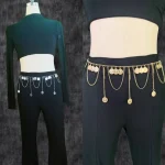 Ceinture de danse du ventre personnalisée, chaîne de taille, petite chaîne en métal ondulé courbé, tête humaine, pièce de Gong en cuivre, chaîne de taille or argent