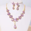 ensemble de bijoux en cristal brillant pour fête de mariage, boucles d'oreilles exquises en strass, collier goutte d'eau de luxe pour femmes