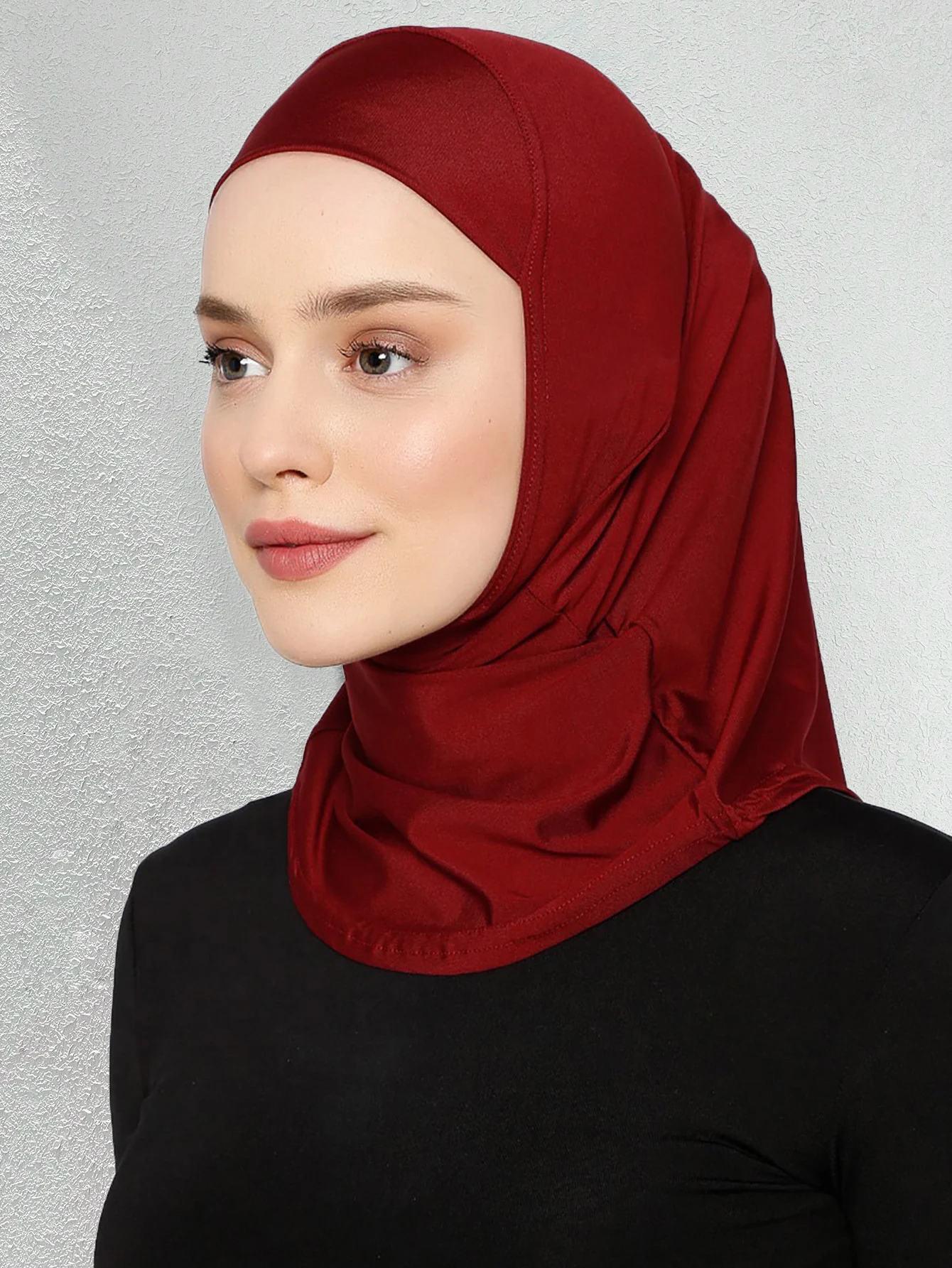 hijab de sport en polyester pour femme musulmane, couvre chef élégant pour document solide, toutes saisons, 1pc