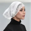 sous casquette hijab intérieure en coton modal avec dentelle, turban musulman, sous écharpe islam, bonnet hijabs doux, casquette tubulaire commandée