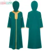 Robe Abaya musulmane pour enfants, manches longues, fermeture éclair, broderie dorée, à capuche, Kaftan, Robe arabe, Costume de prière islamique du moyen-orient