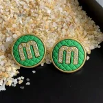 Boucles d&rsquo;oreilles rondes Vintage en strass pour femmes, Style lettre, couleur or, épingles en argent S925, clous de perçage, bijoux