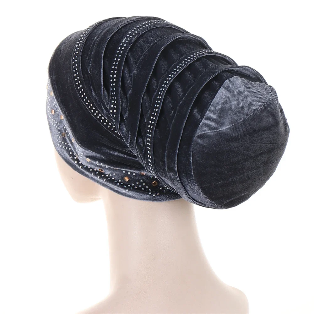 casquettes de turban musulmanes, hijabs intérieurs en velours doré pour femmes avec perceuse, tête enveloppante ethnique islamique, prêt à porter, bonnet hijab