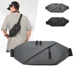 Sac de taille minimaliste pour hommes, en tissu PU, adapté aux sacs de taille de sports de plein air, sacs à bandoulière quotidiens, sac à bandoulière décontracté