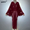 WINYI chaud strass perspective sexy col en v robe musulmane Abaya dame plage couvrir maillots de bain mode caftan abaya dubaï luxe