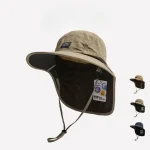 Casquettes d&rsquo;été à large bord, Protection du cou, chapeaux seau unisexes, visière extérieure, séchage rapide, Protection solaire Panama attachée, chapeau de pêche et de randonnée