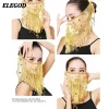 voile facial de danse du ventre pour femmes, accessoires de costume de danse indienne, masque de mascarade tribal à paillettes, écharpe enveloppante, masque à pompon