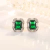 boucles d'oreilles rectangulaires en argent et zircon pour femme, bijoux en pierre précieuse émeraude, accessoires de mariage, de fête, à la mode, 925