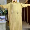 2025 coton tissu ramadan musulman deux chapeaux abaya dubaï turquie islam vêtements de prière or poussière robe islam femmes robe caftan