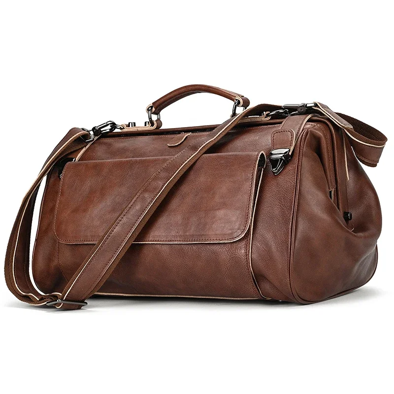 Sacs à main de luxe en cuir véritable pour hommes, sacs de sport pour vols d'affaires, sac de voyage de 45cm de styliste en cuir véritable