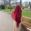 hijab en mousseline de soie à trois couches, prière khimar, couleur unie, châle arabe türkiye, foulard 136x120cm