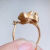 ensembles de bijoux en forme de lapin mignon et exquis, nouvelles boucles d'oreilles artisanales en or ancien mat pour femmes, bague, collier, cadeaux pour petite amie